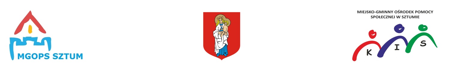 Logo MGOPS w Sztumie, Herb Gminy Sztum, Logo Klub Integracji Społecznej.
