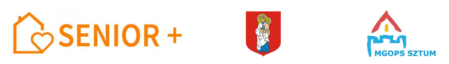 Grafiak przedstawia loga: Senior +, Godło Sztumu, Logo MGOPS w Sztumie